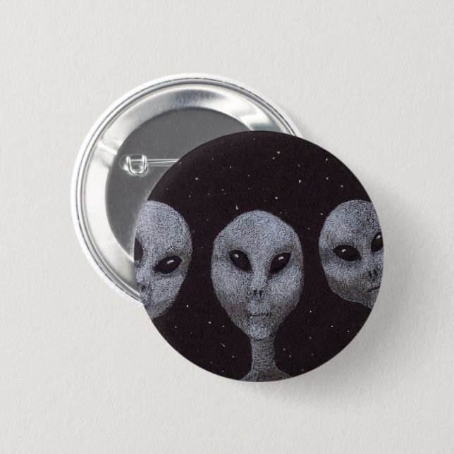 Alien Greys 6 Cm Round Badge (Front & Back)
