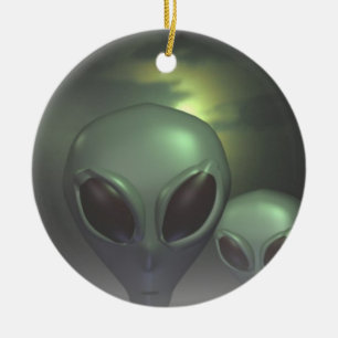 Alien greys ceramic tree decoration