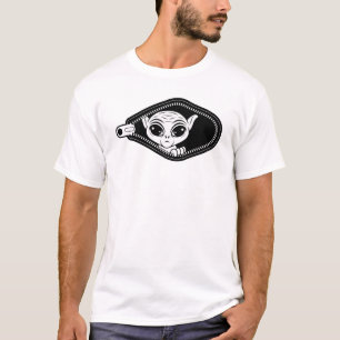 Alien guckt aus Reissverschluss T-Shirt