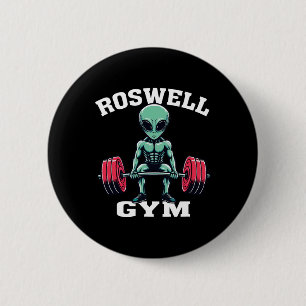 Alien Gym Funny Ufo Roswell Bodybuilding Fitness  6 Cm Round Badge