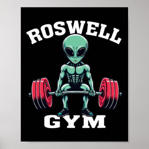 Alien Gym Funny Ufo Roswell Bodybuilding Fitness Poster