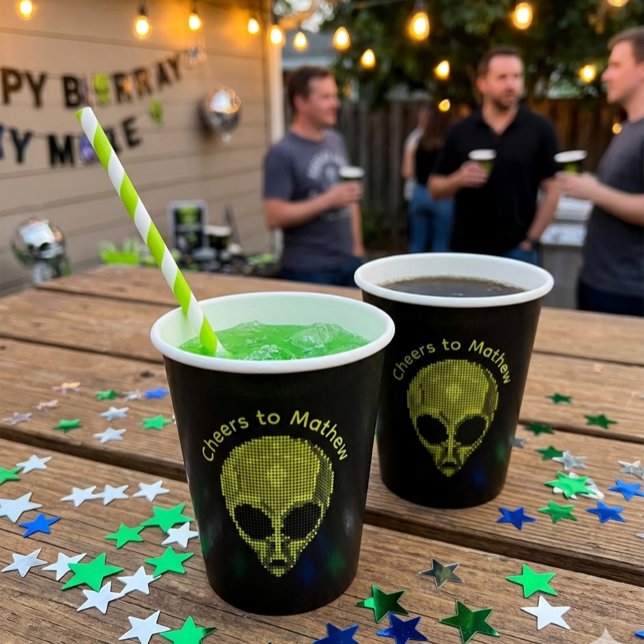 Alien Halftone Custom Text Paper Cup (Creator Uploaded)