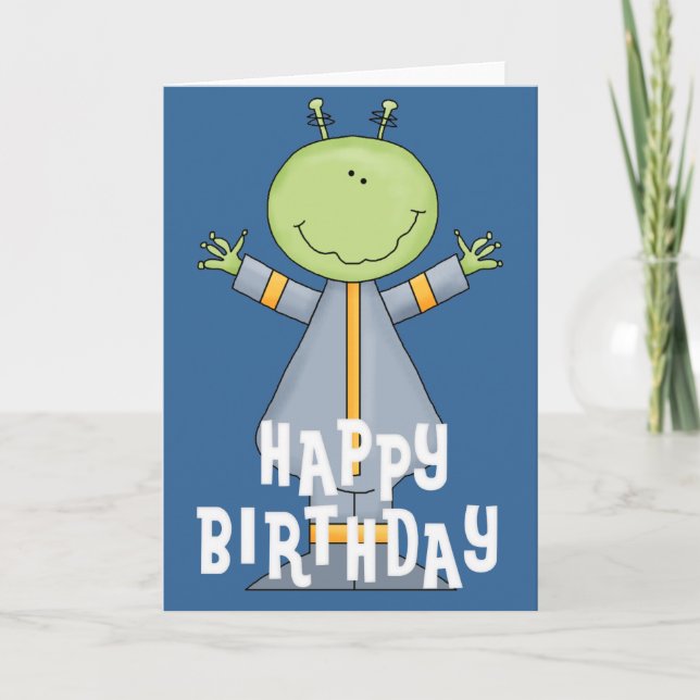 Alien Happy Birthday Children's Greeting Card 2 (Front)