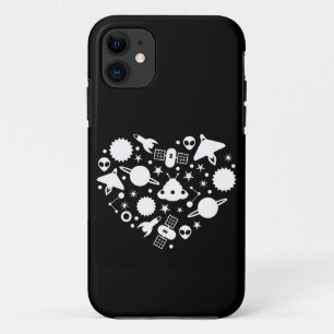 alien happy valentines day heart white Case-Mate iPhone case