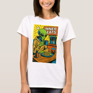Alien has Breakfast - Classic Pop Art T-Shirt
