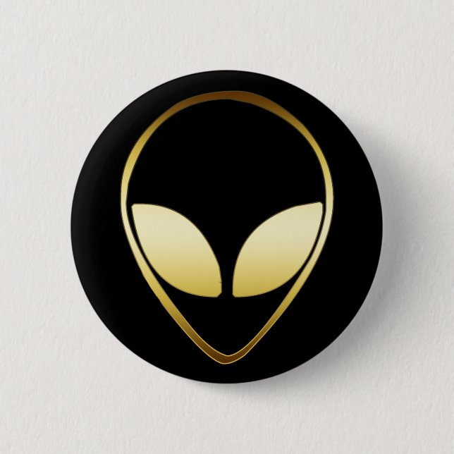 ALIEN HEAD 6 CM ROUND BADGE (Front)