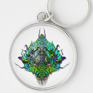 Alien Head - Aqua Key Ring