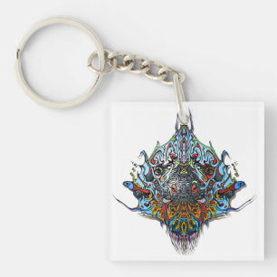 Alien Head - Blue Key Ring