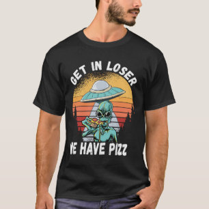 Alien Head Eating Pizza UFO Extraterrestrial Alien T-Shirt