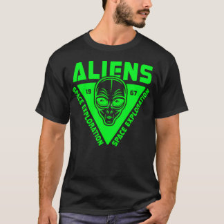 Alien Head Emblem With Aliens Space Exploration Wo T-Shirt