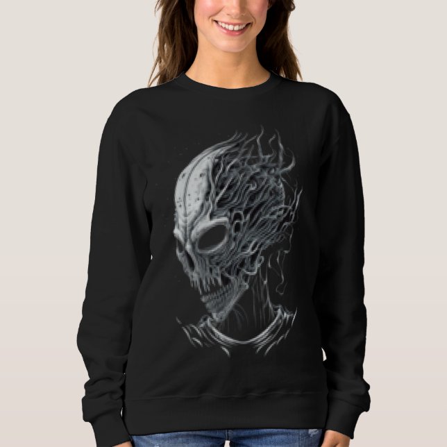 Alien Head Extraterrestrial UFO Glitch Alien Face Sweatshirt (Front)