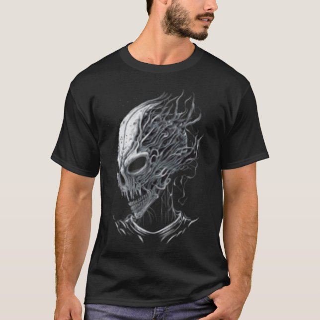 Alien Head Extraterrestrial UFO Glitch Alien Face T-Shirt (Front)
