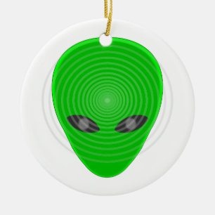 Alien Head Mind Control Ceramic Tree Decoration