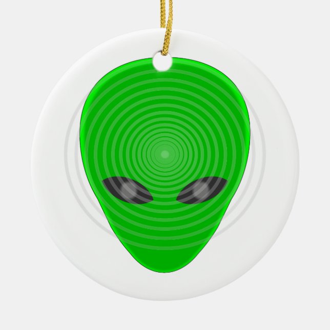 Alien Head Mind Control Ceramic Tree Decoration (Front)