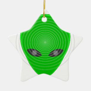 Alien Head Mind Control Ceramic Tree Decoration