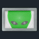 Alien Head Mind Control Rectangular Belt Buckle<br><div class="desc">Brain waves from an alien head.  Original cartoon design.</div>