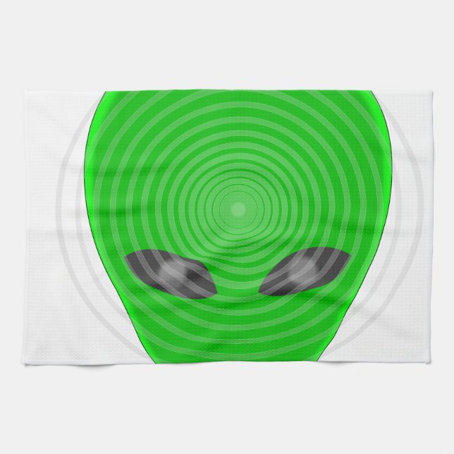 Alien Head Mind Control Tea Towel (Horizontal)