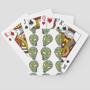 Alien Head Pattern Playing Cards