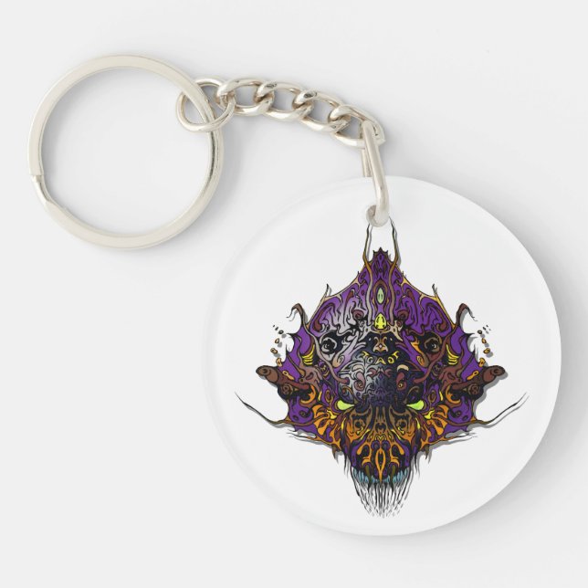 Alien Head - purple Key Ring (Front)