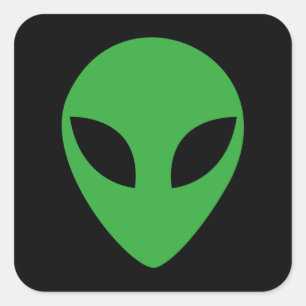 Alien Head Square Sticker