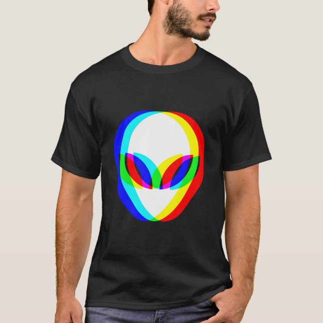 Alien Head Trippy Vaporwave Techno Rave Edm Music  T-Shirt (Front)