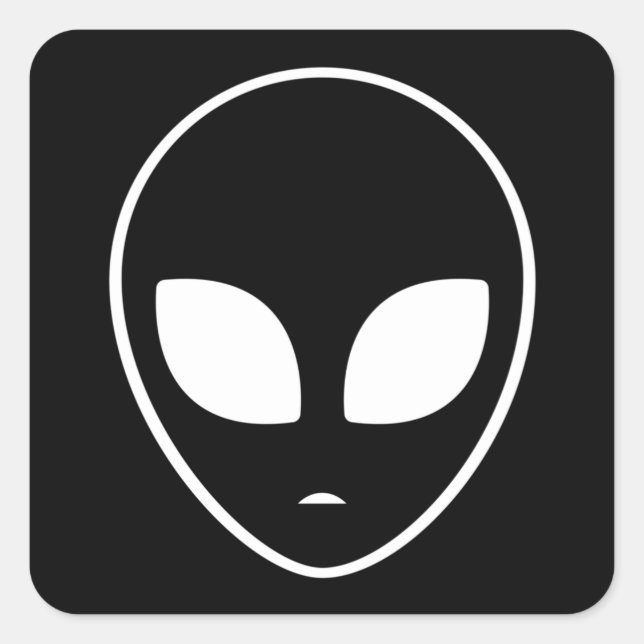 Alien Head Ufo Aliens Space Area 51 Funny Gift Square Sticker (Front)