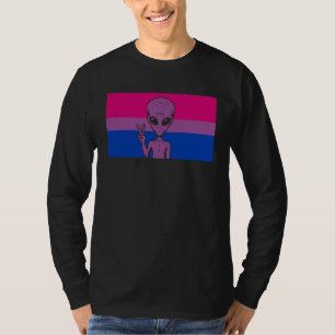 Alien Head UFO Peace Sign Gaylien Bisexual Pride F T-Shirt