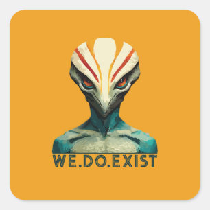 Alien Head - We Do Exist Square Sticker