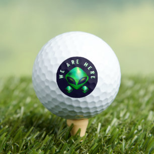 Alien Heads "We Are Here" Golf Balls