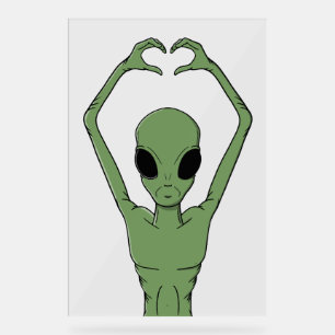 Alien Heart Pose Acrylic Sign