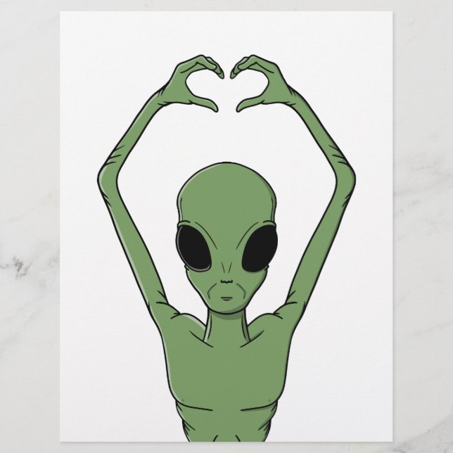 Alien Heart Pose Custom Letterhead (Front)