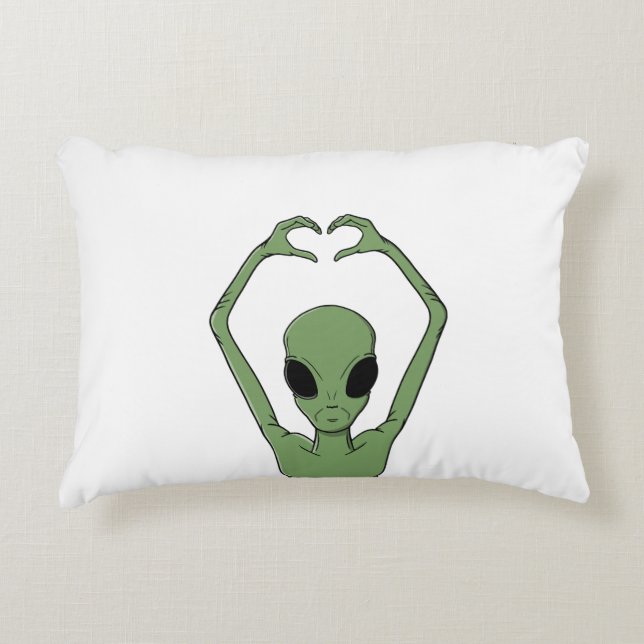 Alien Heart Pose Decorative Cushion (Front)