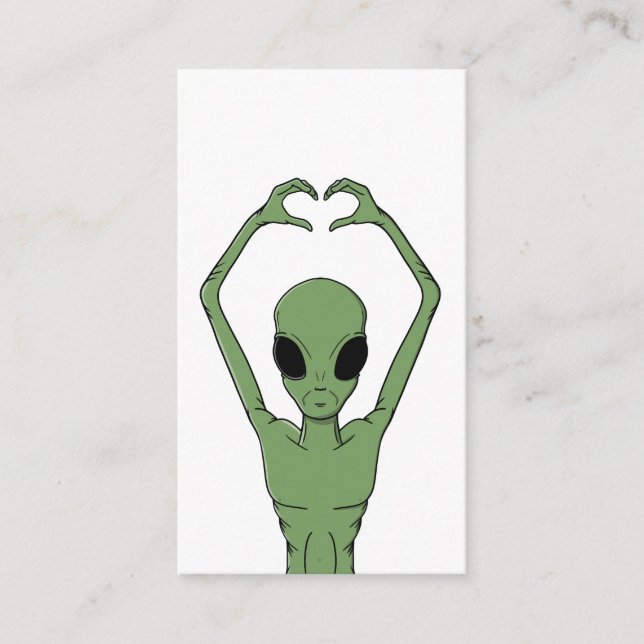 Alien Heart Pose Enclosure Card (Front)