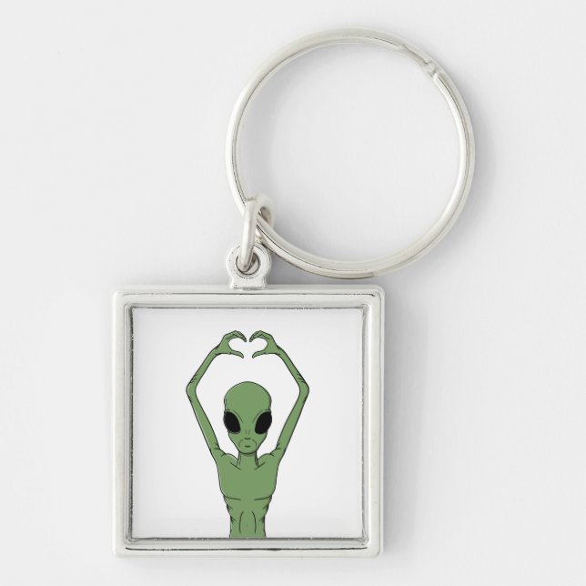 Alien Heart Pose Key Ring (Front)