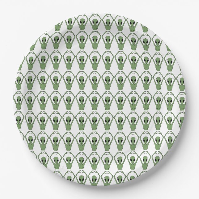 Alien Heart Pose Paper Plate (Front)