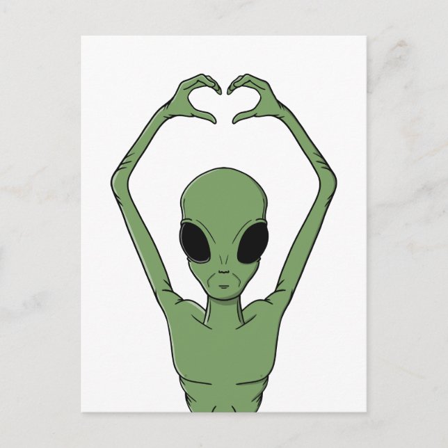 Alien Heart Pose Postcard (Front)