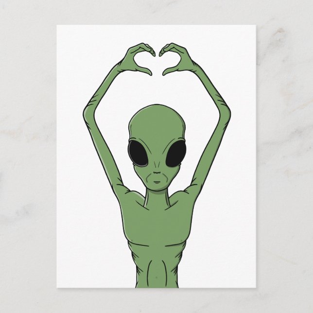 Alien Heart Pose Postcard (Front)