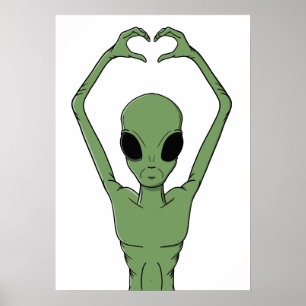 Alien Heart Pose Poster