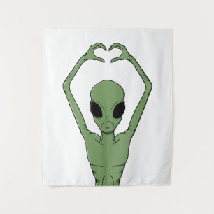 Alien Heart Pose Tapestry