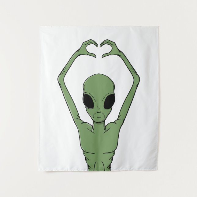Alien Heart Pose Tapestry (Front)