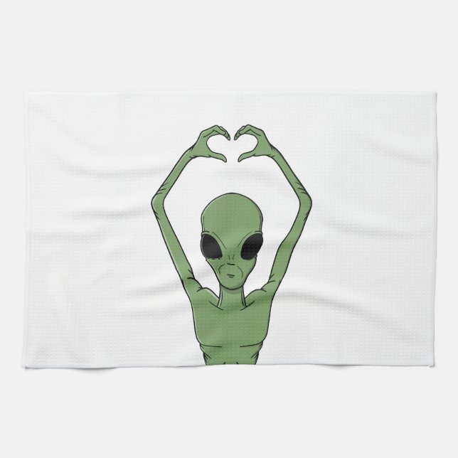 Alien Heart Pose Tea Towel (Horizontal)