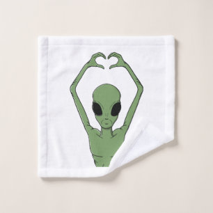 Alien Heart Pose Wash Cloth
