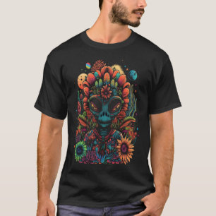 Alien Hippie Flower UFO Extraterrestrial T-Shirt