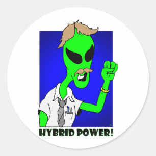 alien hybrid power classic round sticker