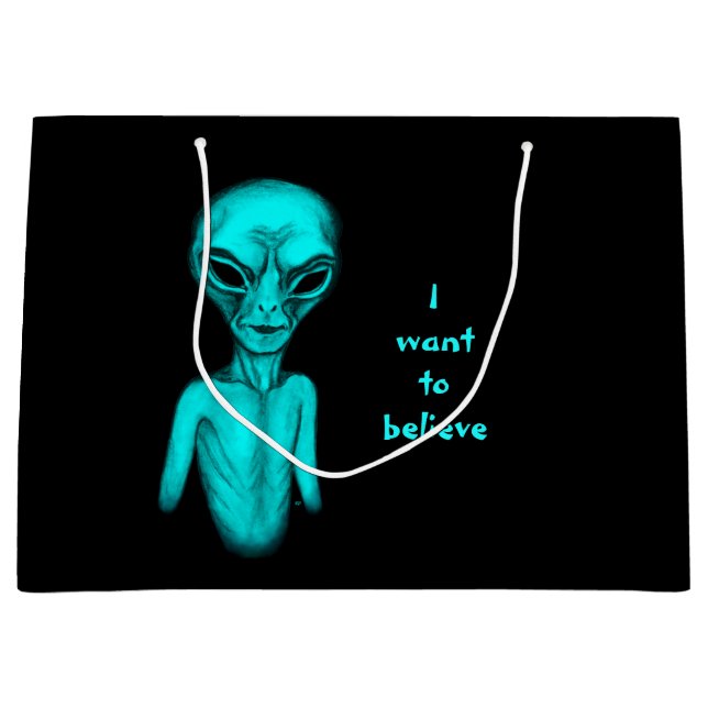 Alien , I want to believe Large Gift Bag (Front)