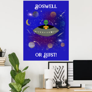  Alien in a Spaceship Wearing a New Mexico t-shirt Poster