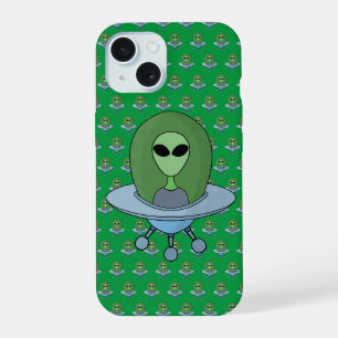 Alien in his little spaceship iPhone 15 case