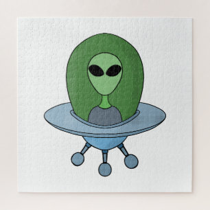Alien in his little spaceship jigsaw puzzle