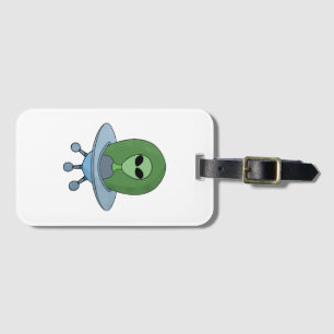 Alien in his little spaceship luggage tag