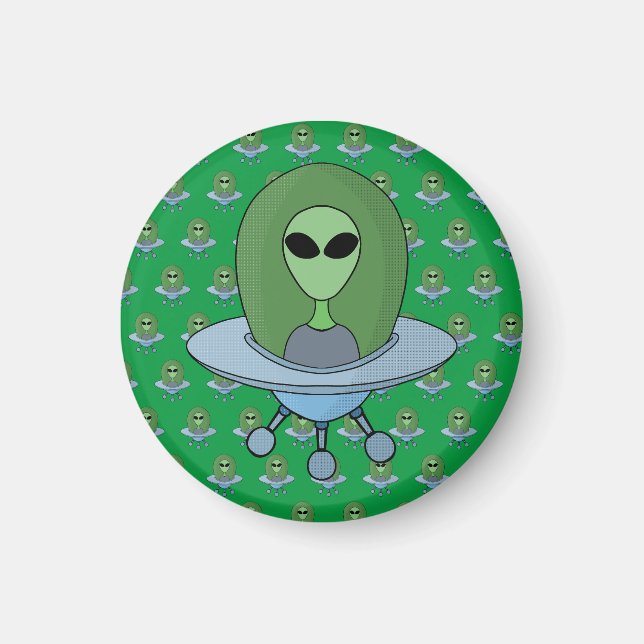 Alien in his little spaceship magnet (Front)